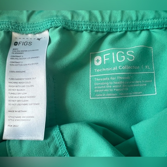 Figs Zamora Surgical Green Joggers Scrubs Size XL - Picture 2 of 5